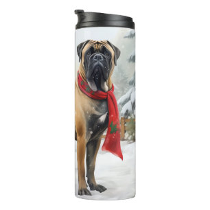 Bouteilles Isothermes Chien de Bullmastiff à Noël de neige