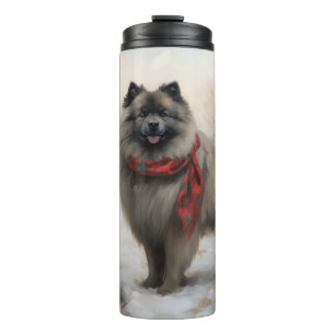 Bouteilles Isothermes Chien de Keeshond à Noël de neige