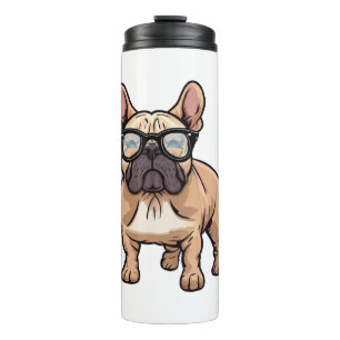 Bouteilles Isothermes Chien de taureau français portant des lunettes