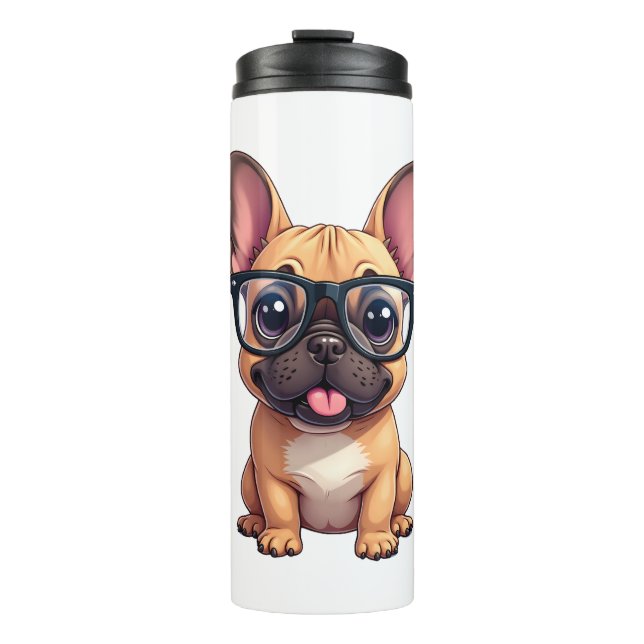Bouteilles Isothermes Chien de taureau français portant des lunettes (Devant)