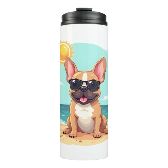 Bouteilles Isothermes Chien de taureaux français en vacances (Devant)