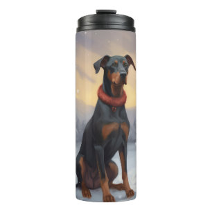 Bouteilles Isothermes Chien Doberman pendant Noël de neige