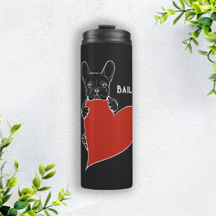 Bouteilles Isothermes Chien français mignon personnalisé avec un coeur r