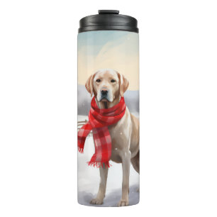 Bouteilles Isothermes Chien Labrador dans la neige de Noël