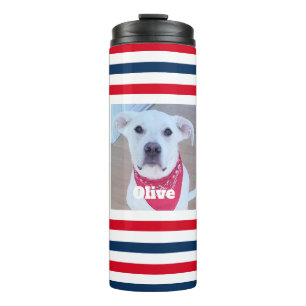 Bouteilles Isothermes Chien mignon Rouge Blanc Bleu Bleu Rayures Patriot