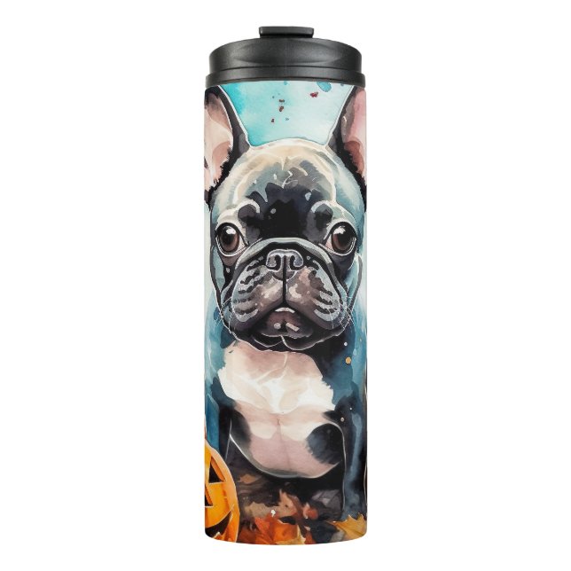 Bouteilles Isothermes Chien-taureau français d'Halloween avec la peur Ci (Devant)