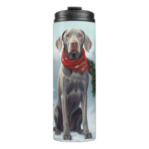 Bouteilles Isothermes Chien Weimaraner à Noël de neige