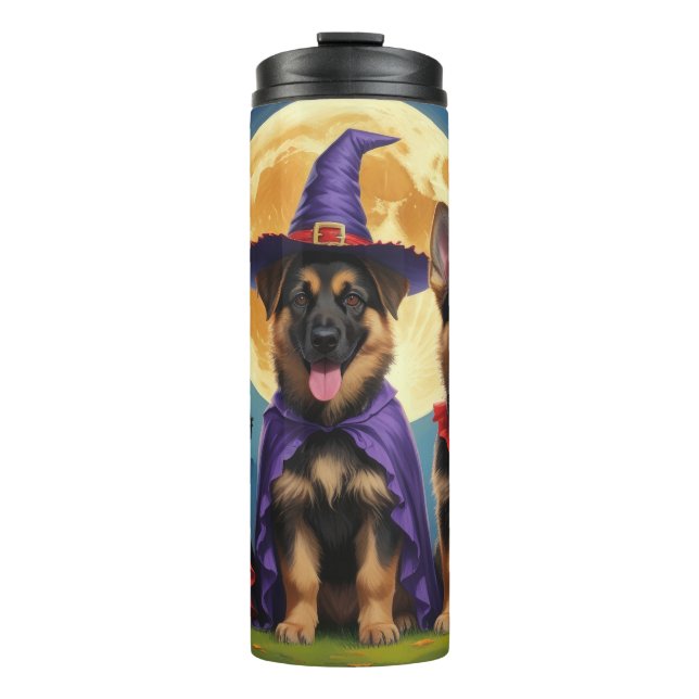 Bouteilles Isothermes Chiens bergers allemands Citrouille Halloween drôl (Devant)