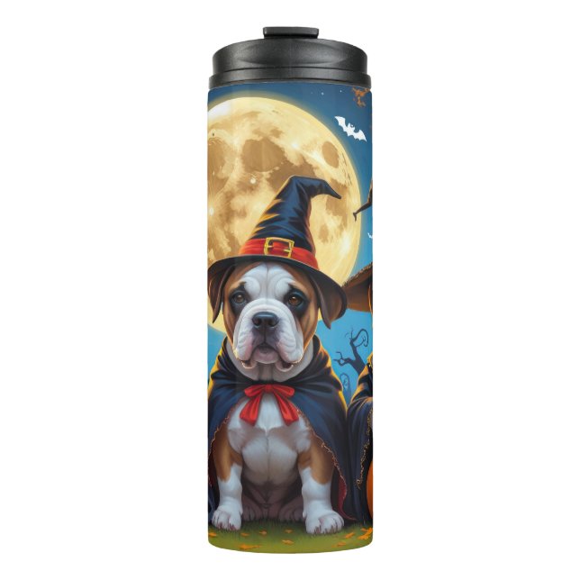 Bouteilles Isothermes Chiens Bullmastiff Citrouille Halloween Drôle (Devant)
