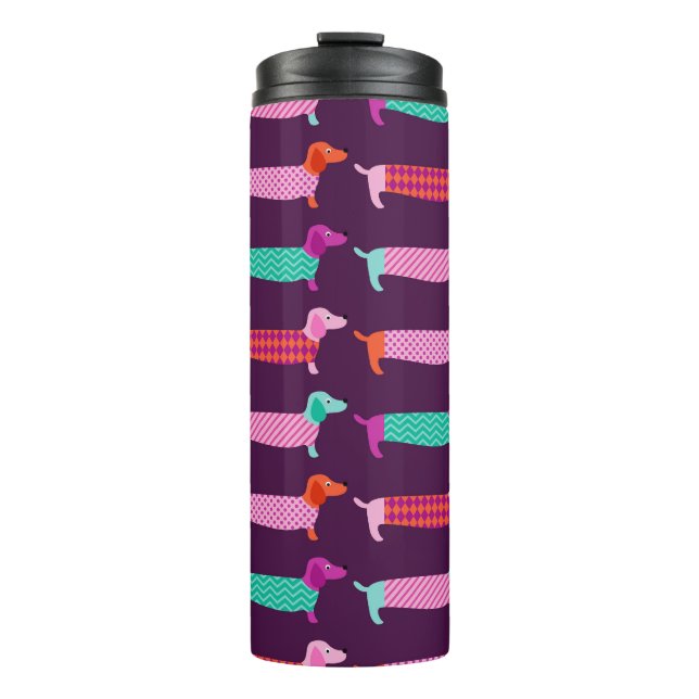 Bouteilles Isothermes Chiens de Dachshund : Motif mignon sans couture. (Devant)