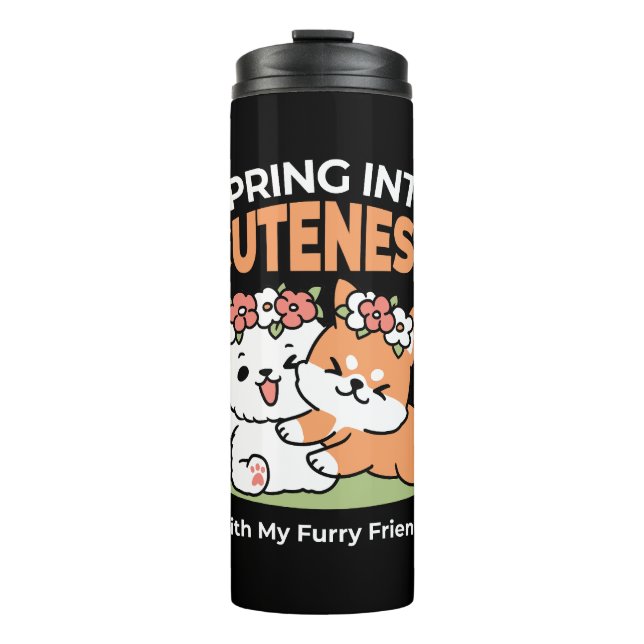 Bouteilles Isothermes Chiens de jeu avec Flower Crowns - Fun Spring Them (Devant)
