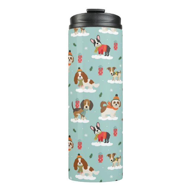 Bouteilles Isothermes Chiens de Noël en Motif d'Écharpes douillettes (Devant)