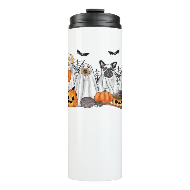 Bouteilles Isothermes Chiens en costumes fantômes Halloween T-shirt clas (Devant)