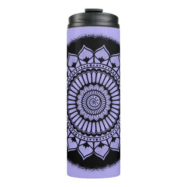 Bouteilles Isothermes Chiffres Spirales Fleurs Lavande Black Henna Manda (Devant)