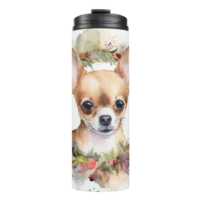 Bouteilles Isothermes Chihuahua Fête de la couronne de Noël Coupe (Devant)