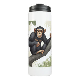 Bouteilles Isothermes Chimpanzé mignon sur la branche accueille