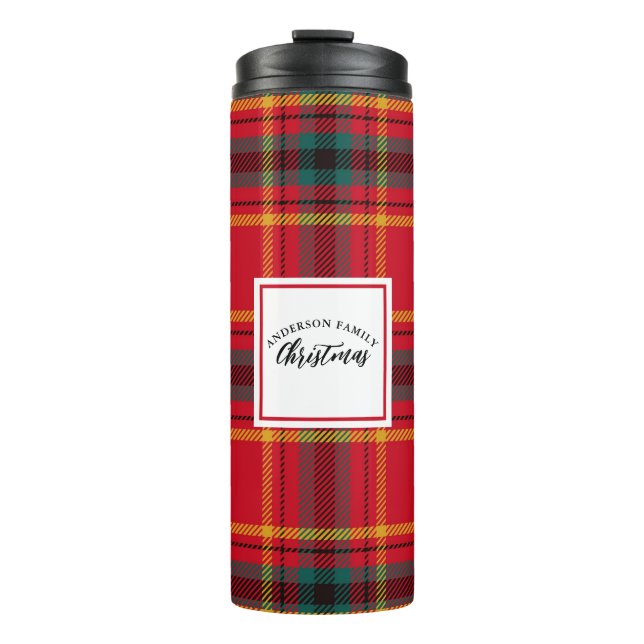 Bouteilles Isothermes Christmas Tartan Plaid Nom de famille (Devant)