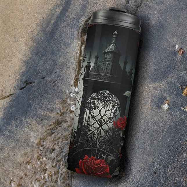 Bouteilles Isothermes Cimetière gothique Jardin Rose avec Rouge et Noir (Créateur téléchargé)