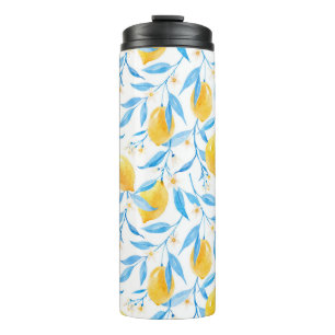 Bouteilles Isothermes citrons aquarelle : motif dessiné à la main.