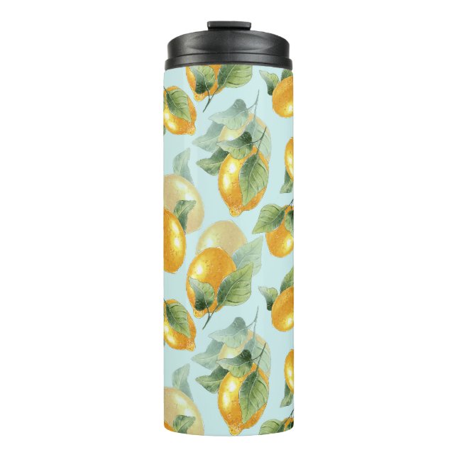 Bouteilles Isothermes Citrons Feuilles : Aquarelle Impression transparen (Devant)