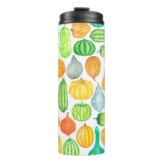 Bouteilles Isothermes Citrouille aquarelle, motif transparent