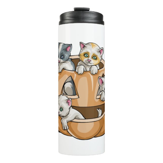 Bouteilles Isothermes Citrouille des chats d'Halloween (Devant)