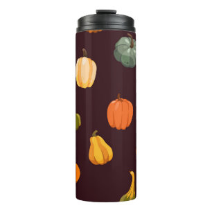 Bouteilles Isothermes Citrouilles colorés : Élégance d'automne foncé.