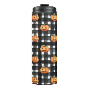 Bouteilles Isothermes Citrouilles d'Halloween : À damiers charme.