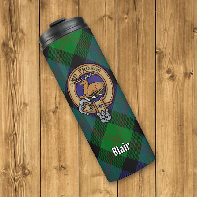 Bouteilles Isothermes Clan Blair Crest sur Tartan (Créateur téléchargé)