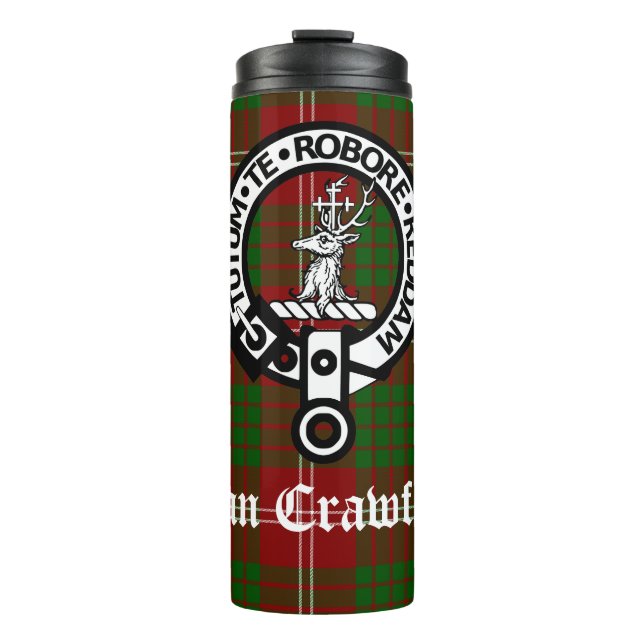 Bouteilles Isothermes Clan Crawford Crest Badge et Tartan (Devant)