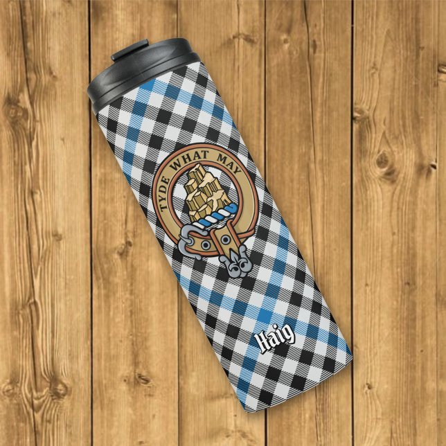 Bouteilles Isothermes Clan Haig Crest over Check Tartan (Créateur téléchargé)