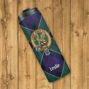 Bouteilles Isothermes Clan Leslie Crest sur la chasse Tartan