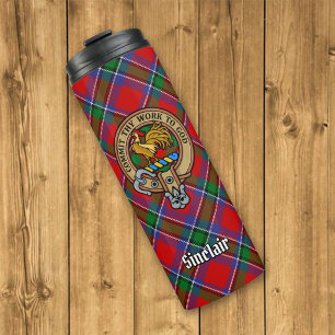Bouteilles Isothermes Clan Sinclair Crest sur Red Tartan