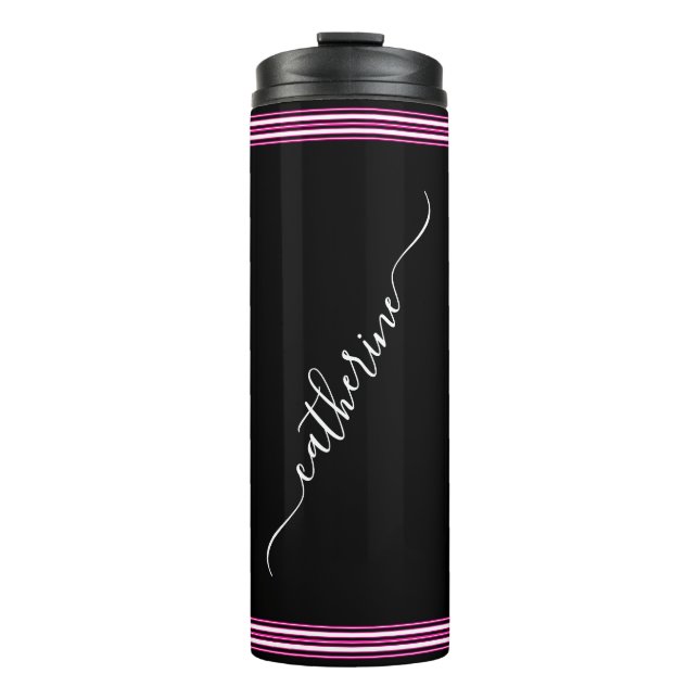 Bouteilles Isothermes Classique écriture cursive blanche Nom Rose Chaud  (Devant)