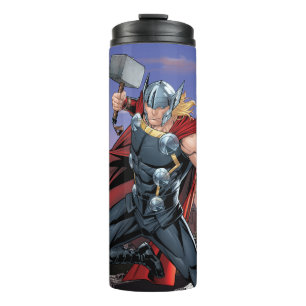 Bouteilles Isothermes Classiques Avengers Thor bondissant avec Mjolnir