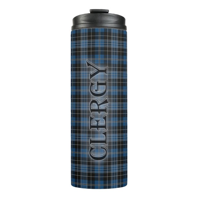 Bouteilles Isothermes Clergy Tartan avec le nom de famille (Devant)