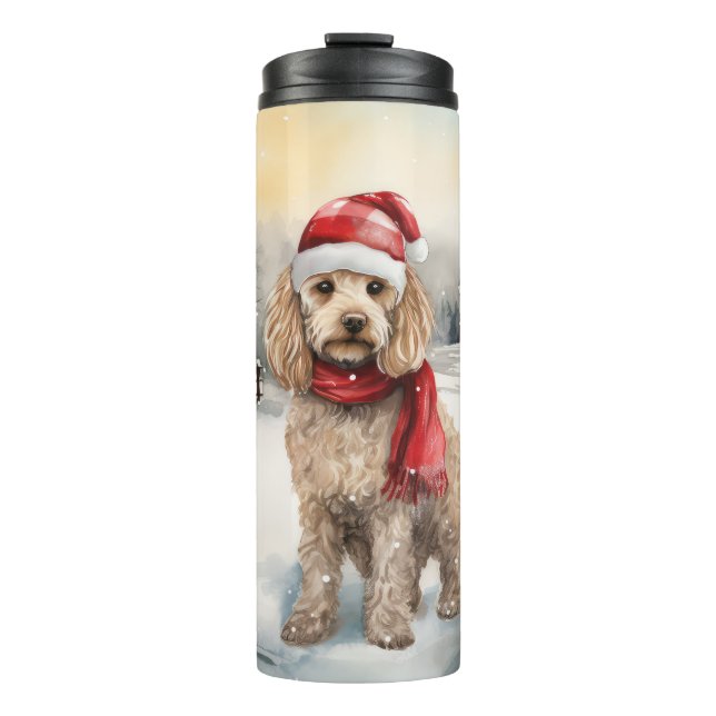 Bouteilles Isothermes Cockapoo Dog in Snow Christmas (Devant)