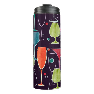 Bouteilles Isothermes Cocktails d'aquarelle, motif vintage coloré.