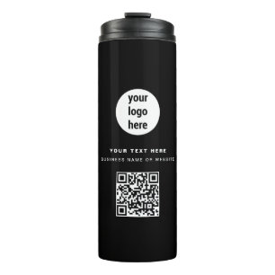 Bouteilles Isothermes Code QR Logo d'entreprise minimaliste moderne noir