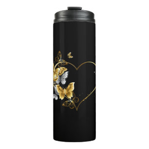 Bouteilles Isothermes Coeur aux papillons d'or