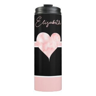 Bouteilles Isothermes Coeur personnalisé rose et noir