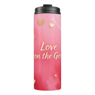 Bouteilles Isothermes Cœur rose et or 'Amour en déplacement' romantique
