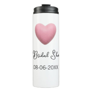 Bouteilles Isothermes Cœur rose pastel rétro date de baby shower bohème 