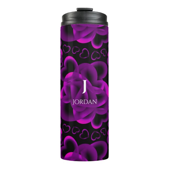 Bouteilles Isothermes Coeurs abondants Motif violet (Devant)