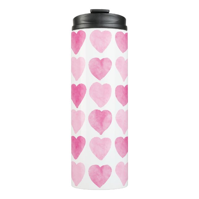 Bouteilles Isothermes Coeurs d'aquarelle rose mignonne Tumbler thermique (Devant)