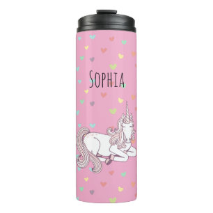 Bouteilles Isothermes Cœurs de licorne rose féminins