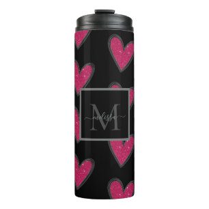 Bouteilles Isothermes Coeurs de Parties scintillant rose moderne Nom du 