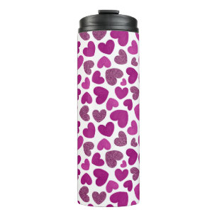Bouteilles Isothermes Coeurs peints motif - magenta & parties scintillan