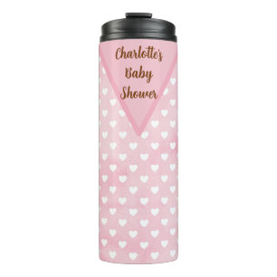 Bouteilles Isothermes Coeurs personnalisés sur tombeur thermique rose
