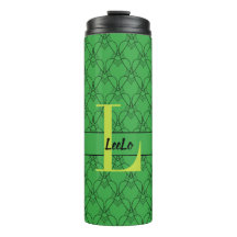 Coeurs verts Monogramme et nom personnalisés